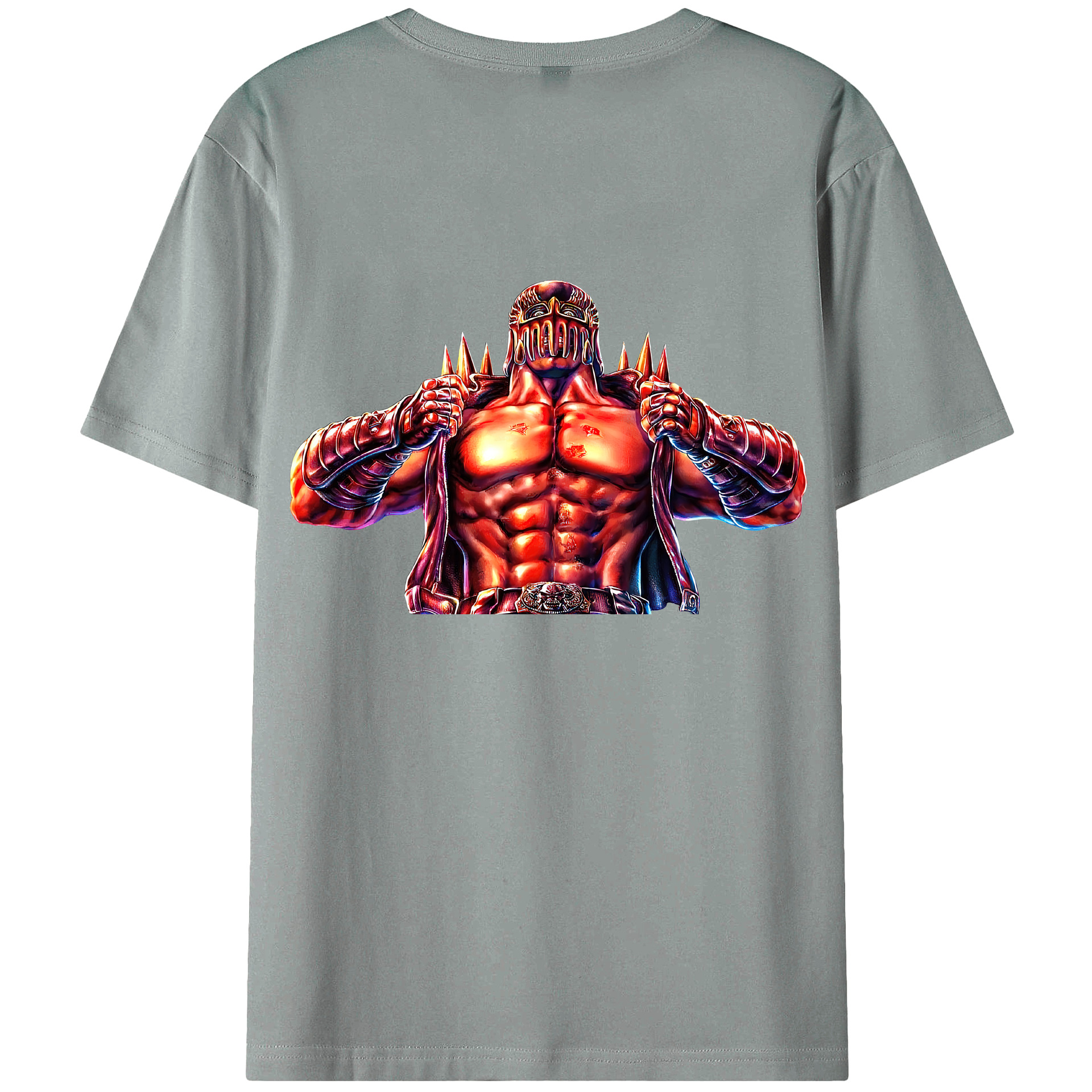 （画像用） 北斗の拳 Fist of the North Star 綿100％ メンズ半袖Tシャツ（バックプリント） 通気性
